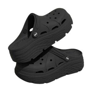 Women'S Soft EVA Slip-On - Comfortable Peep-Toe Platform Shoes Black #7
